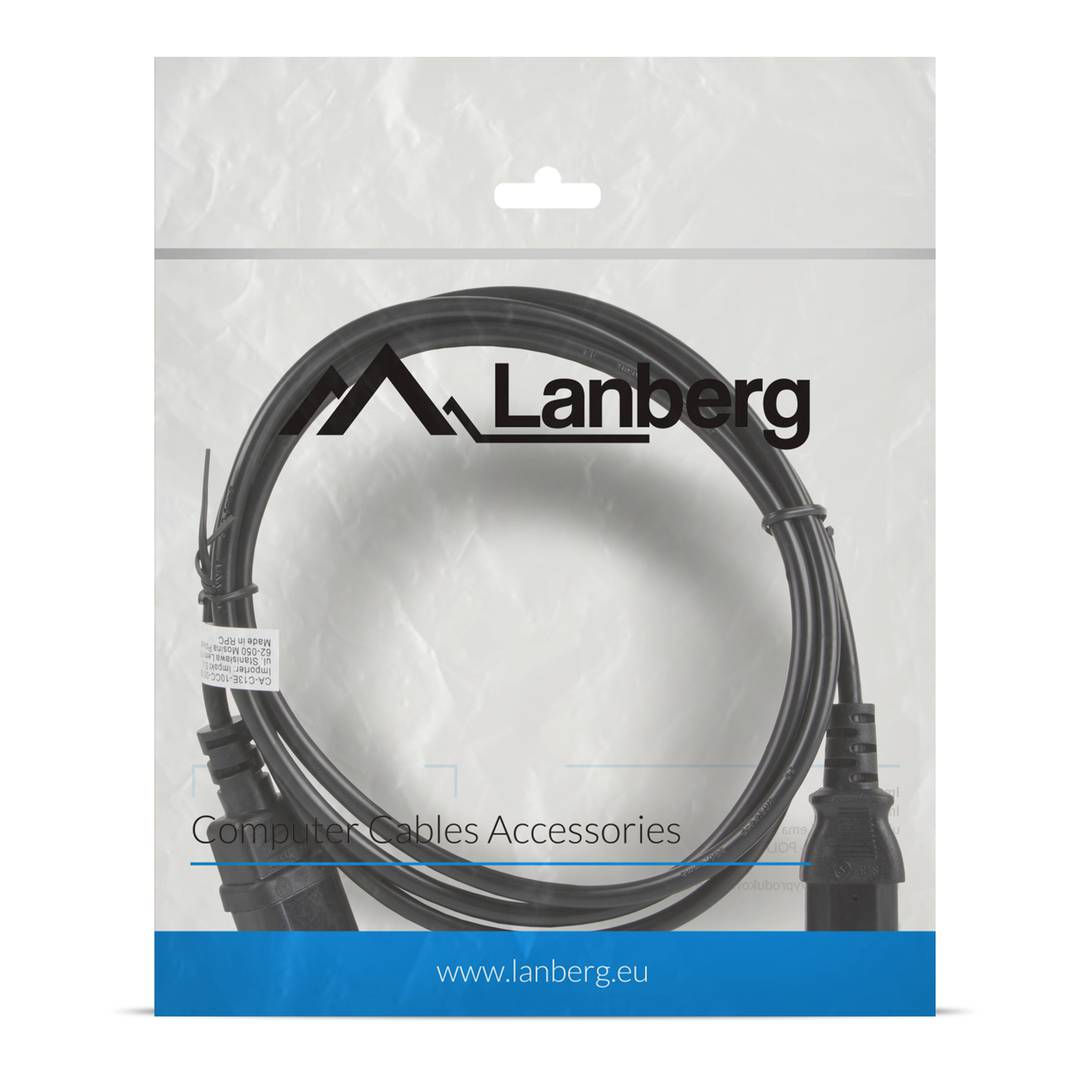 Lanberg CPU Stromverlängerungskabel IEC320 C13 Buchse auf IEC320 C14 Stecker 1,8 m