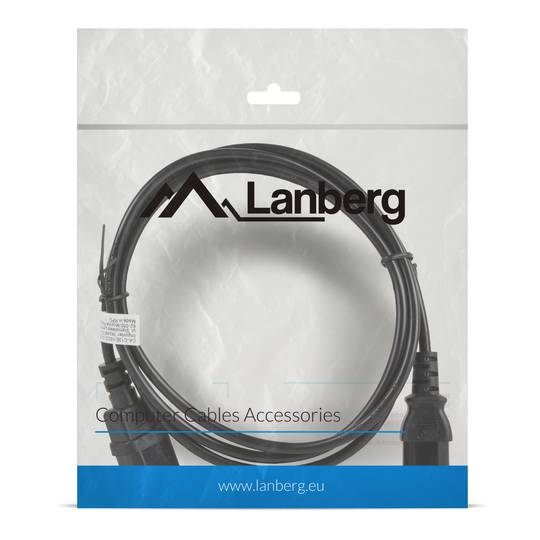 Lanberg CPU Stromverlängerungskabel IEC320 C13 Buchse auf IEC320 C14 Stecker 1,8 m
