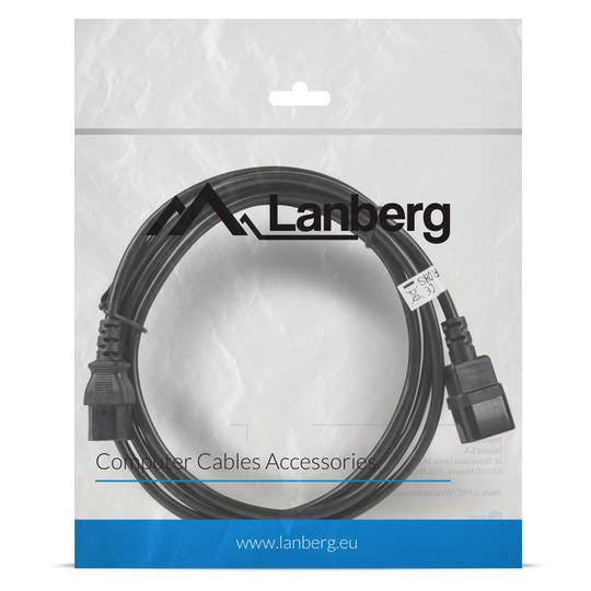 Cabo de extensão de energia da CPU Lanberg IEC320 C13 fêmea para IEC320 C14 macho VDE 3m