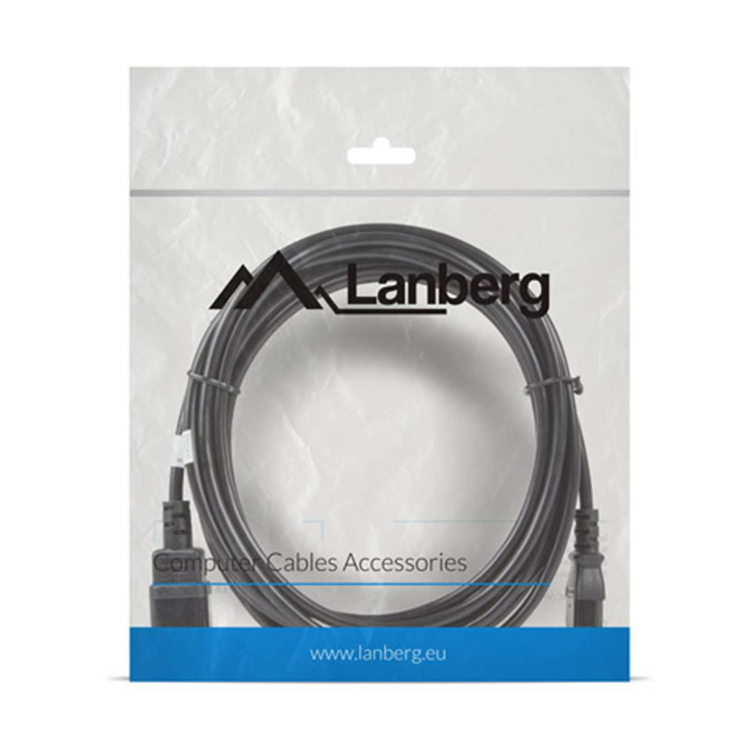 Lanberg CPU Stromverlängerungskabel IEC320 C13 Buchse auf IEC320 C14 Stecker VDE 5m
