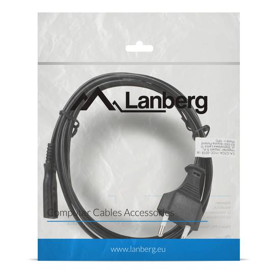 Kabel zasilający Lanberg OCHO Schuko męski na IEC 320 C7 żeński 1,8m CA-C7CA-11CC-0018-BK