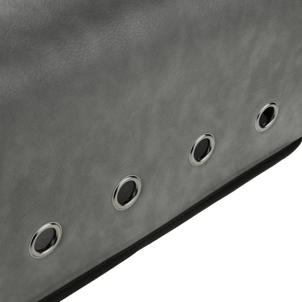 Pet carrier for cats and dogs. rigid travel bag in gray soft PU surface