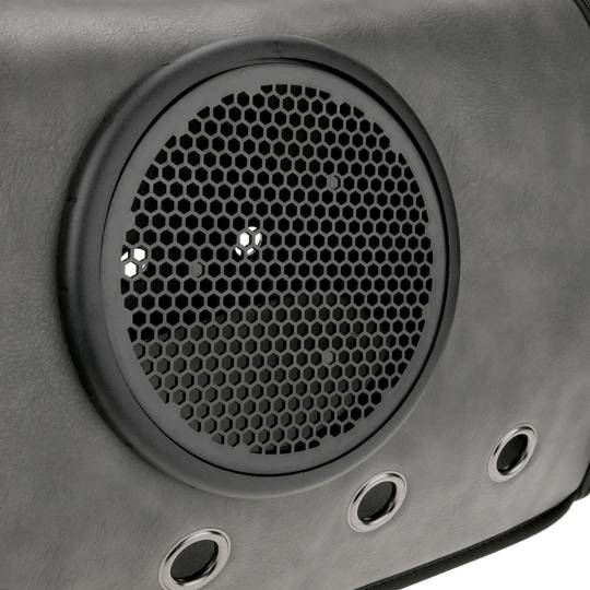 Pet carrier for cats and dogs. rigid travel bag in gray soft PU surface