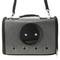 Pet carrier for cats and dogs. rigid travel bag in gray soft PU surface
