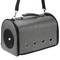 Pet carrier for cats and dogs. rigid travel bag in gray soft PU surface