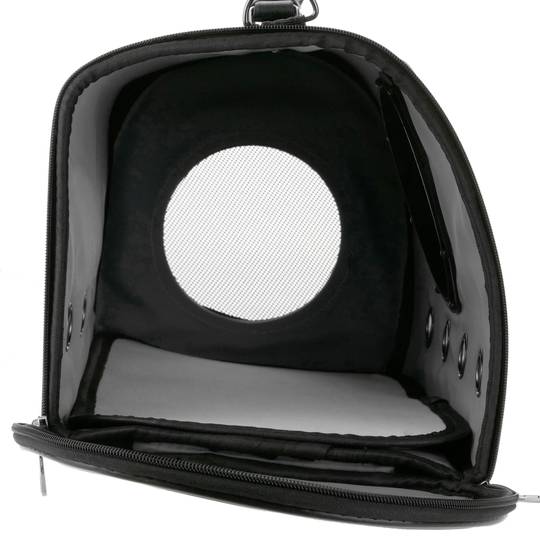 Pet carrier for cats and dogs. rigid travel bag in gray soft PU surface