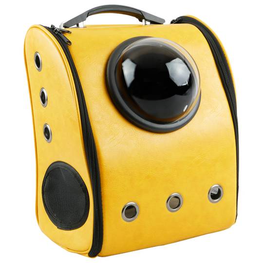 Kat en hond transporttas voor huisdieren Geel lederen faux transport