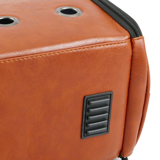 Pet bubble capsule Backpack for transporting cats and dogs Rigid brown soft PU surface