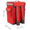 Mochila isotérmica 35 x 49 x 25 cm vermelha para churrascos e entrega de pedidos de comida em motocicleta ou bicicleta