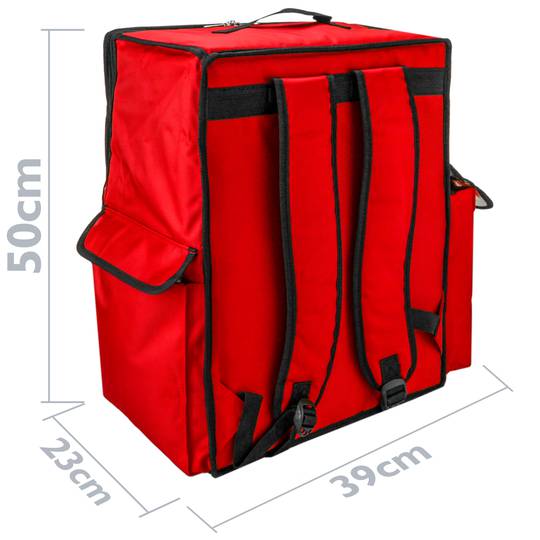Plecak izotermiczny 39 x 50 x 25 cm czerwony do gotowania i dostawy zamówień spożywczych