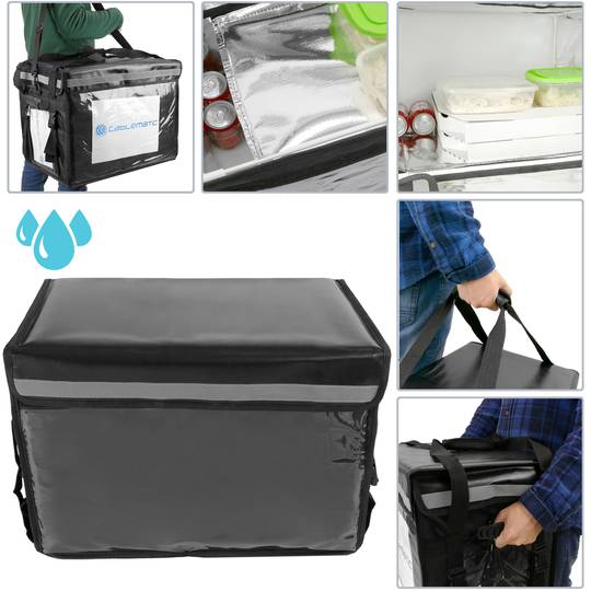 Isothermal bag 50 x 39 x 39 cm black for cookouts and food order delivery -  Cablematic