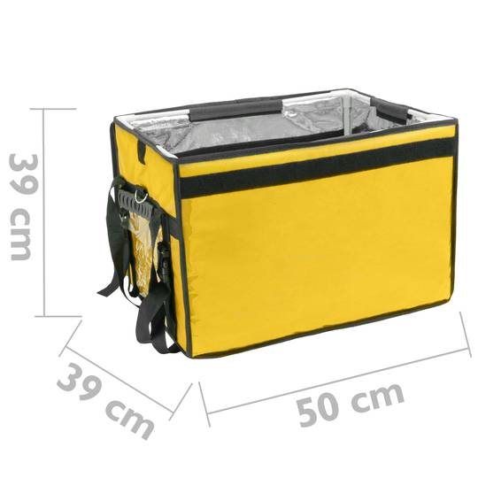 Gelber tragbarer Kühlschrank 76 Liter 50x39x39cm, isothermer Taschenrucksack für Picknick, Camping, Strand, Essenslieferung mit dem Motorrad oder Fahrrad