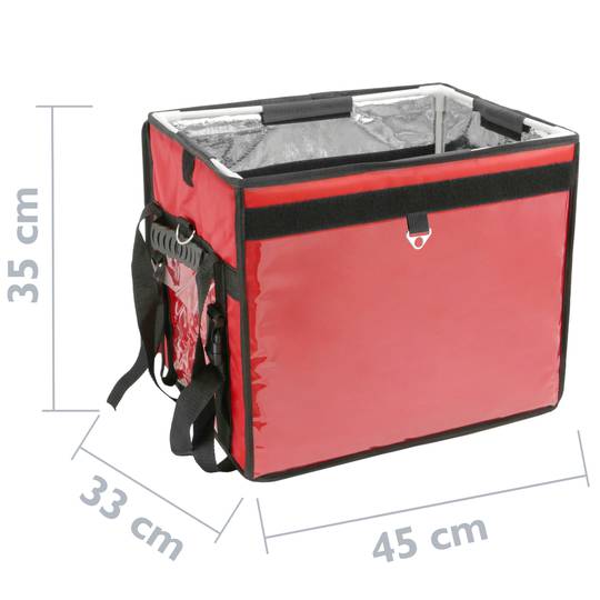 Isothermal backpack 45 x 35 x 33 cm red for cookouts and food order delivery
