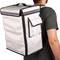 Motxilla isotèrmica 35 x 49 x 25 cm blanca per menjars a l'aire lliure i lliurament de comandes de menjar amb moto o bicicleta