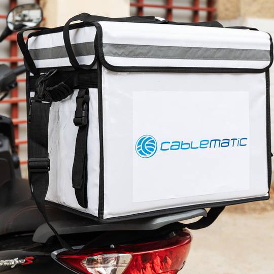 Bossa isotèrmica 44 x 39 x 34 cm blanca per menjars a l'aire lliure i lliurament de comandes de menjar amb moto o bicicleta