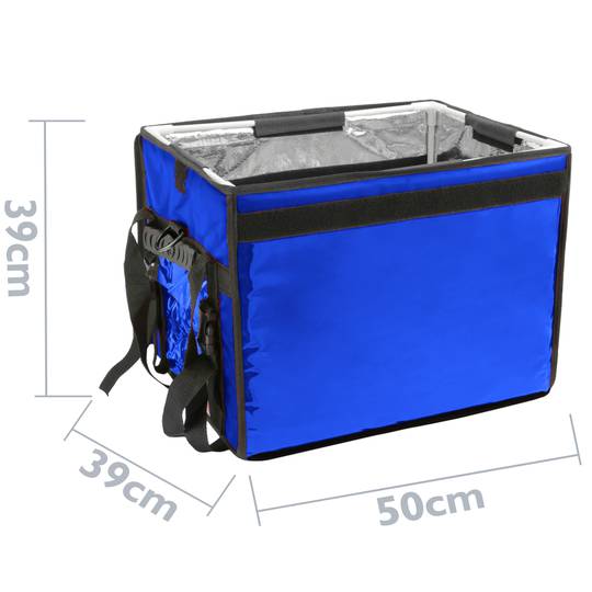Isotherme zak 50 x 39 x 39 cm blauw voor het bezorgen van maaltijden en het bestellen van eten