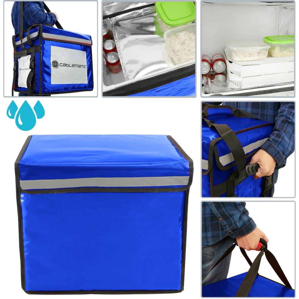 Isotherme zak 50 x 39 x 39 cm blauw voor het bezorgen van maaltijden en het bestellen van eten