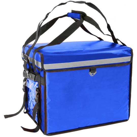 Mochila isotérmica 45 x 35 x 33 cm azul para comidas al aire libre y entrega de pedidos de comida en moto o bicicleta