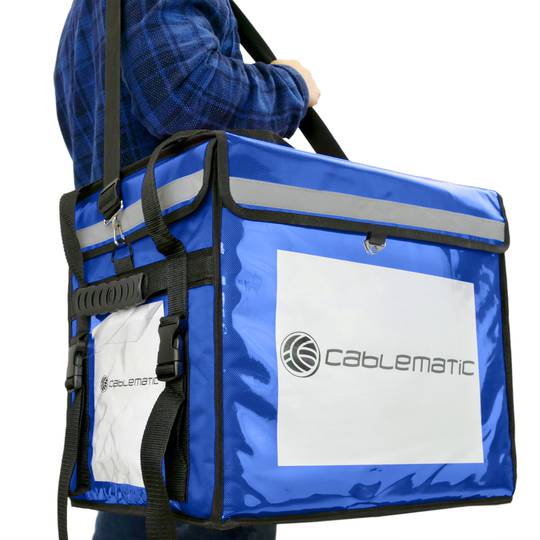 Mochila isotérmica 45 x 35 x 33 cm azul para comidas al aire libre y entrega de pedidos de comida en moto o bicicleta