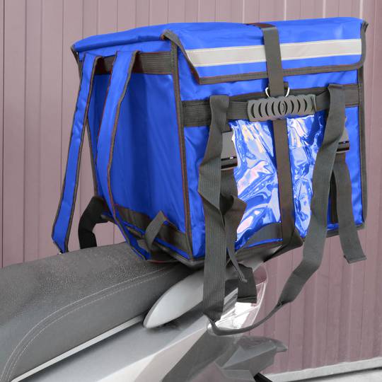 Mochila isotérmica 45 x 35 x 33 cm azul para comidas al aire libre y entrega de pedidos de comida en moto o bicicleta
