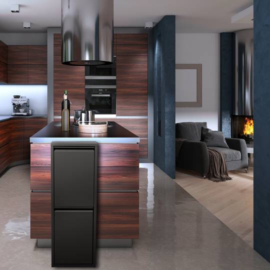 Lixeira metálica com 2 compartimentos de 2 x 20 litros (40 L) preto