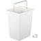 Metallic waste bin with 3 white compartments for recycling