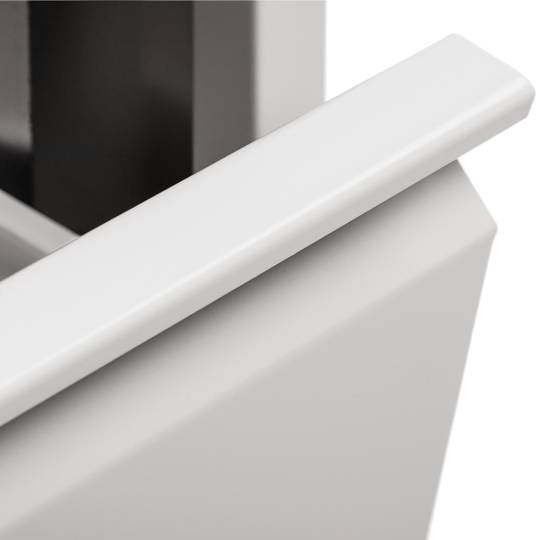 Metallic waste bin with 3 white compartments for recycling