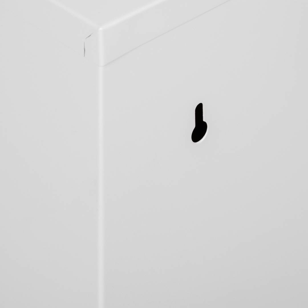 Metallic waste bin with 3 white compartments for recycling