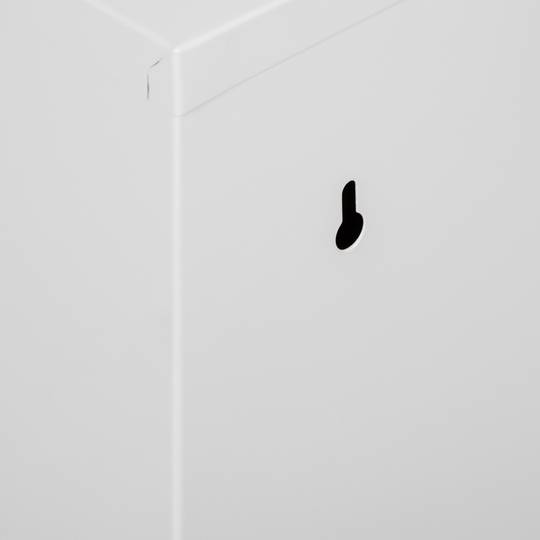 Metallic waste bin with 3 white compartments for recycling