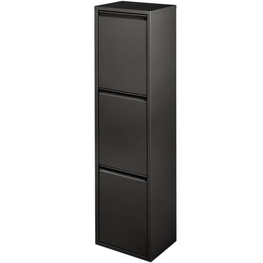 Cubo de basura metálico con 3 compartimentos negro para reciclaje