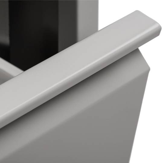 Cubo de basura metálico con 3 compartimentos gris claro para reciclaje