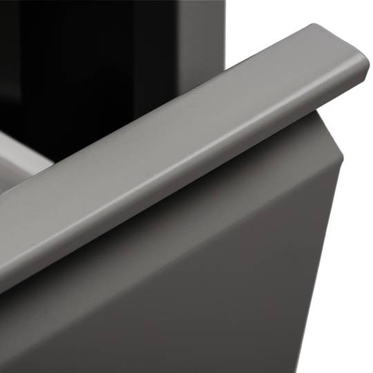 Dark gray 3-compartment metal waste bin for recycling