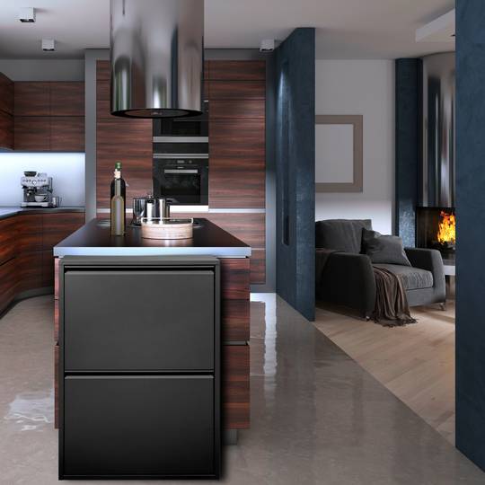 Pattumiera per raccolta differenziata in metallo con 4 scomparti da 4 x 20 litri (80 L) nera