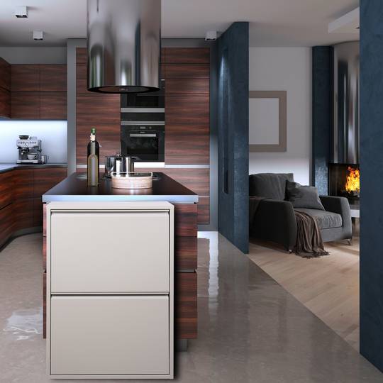 Poubelle de recyclage en métal 4 compartiments de 4 x 20 litres (80 L) gris clair