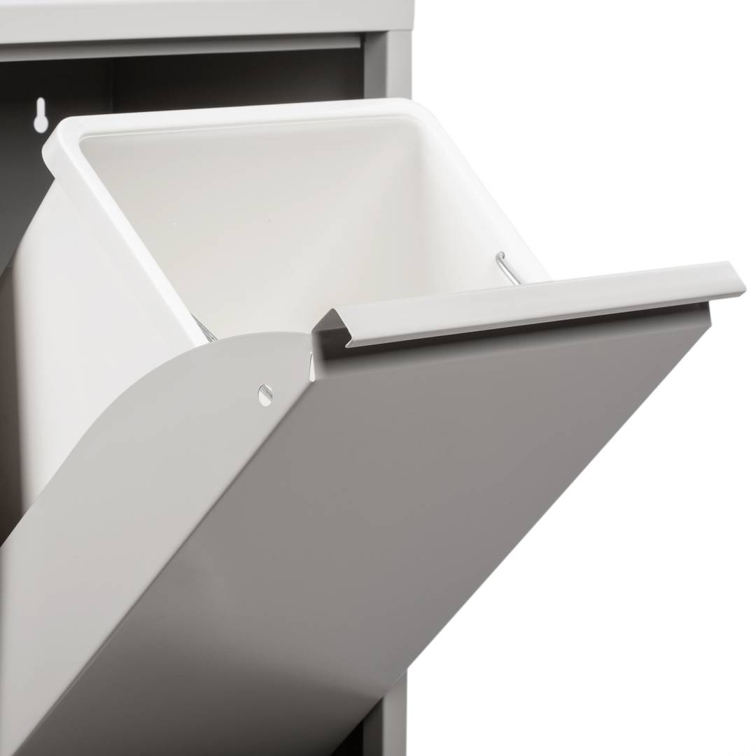 Cubo de basura metálico para reciclaje con 4 compartimentos de 4 x 20  litros (80 L) color gris claro - Cablematic