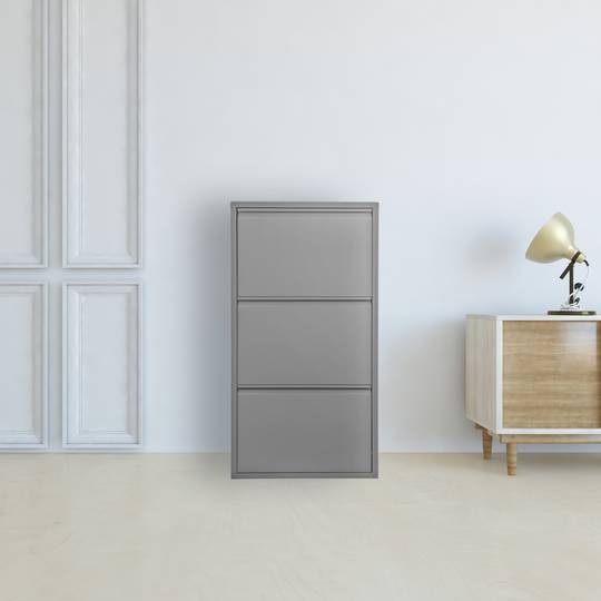 Zapatero metálico con 2 compartimentos gris oscuro