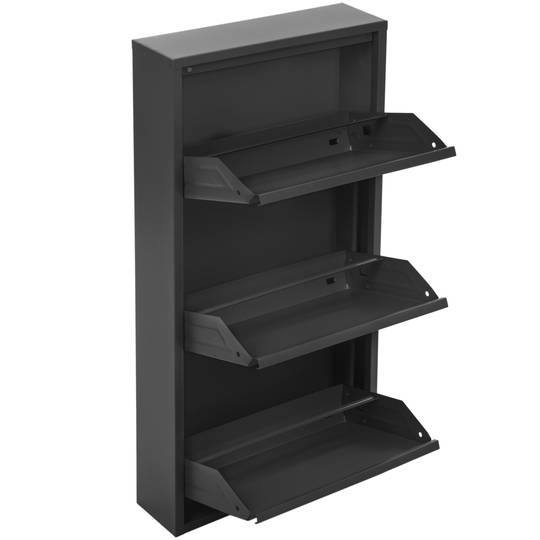 Metallic shoe rack with 3 black compartments - Cablematic