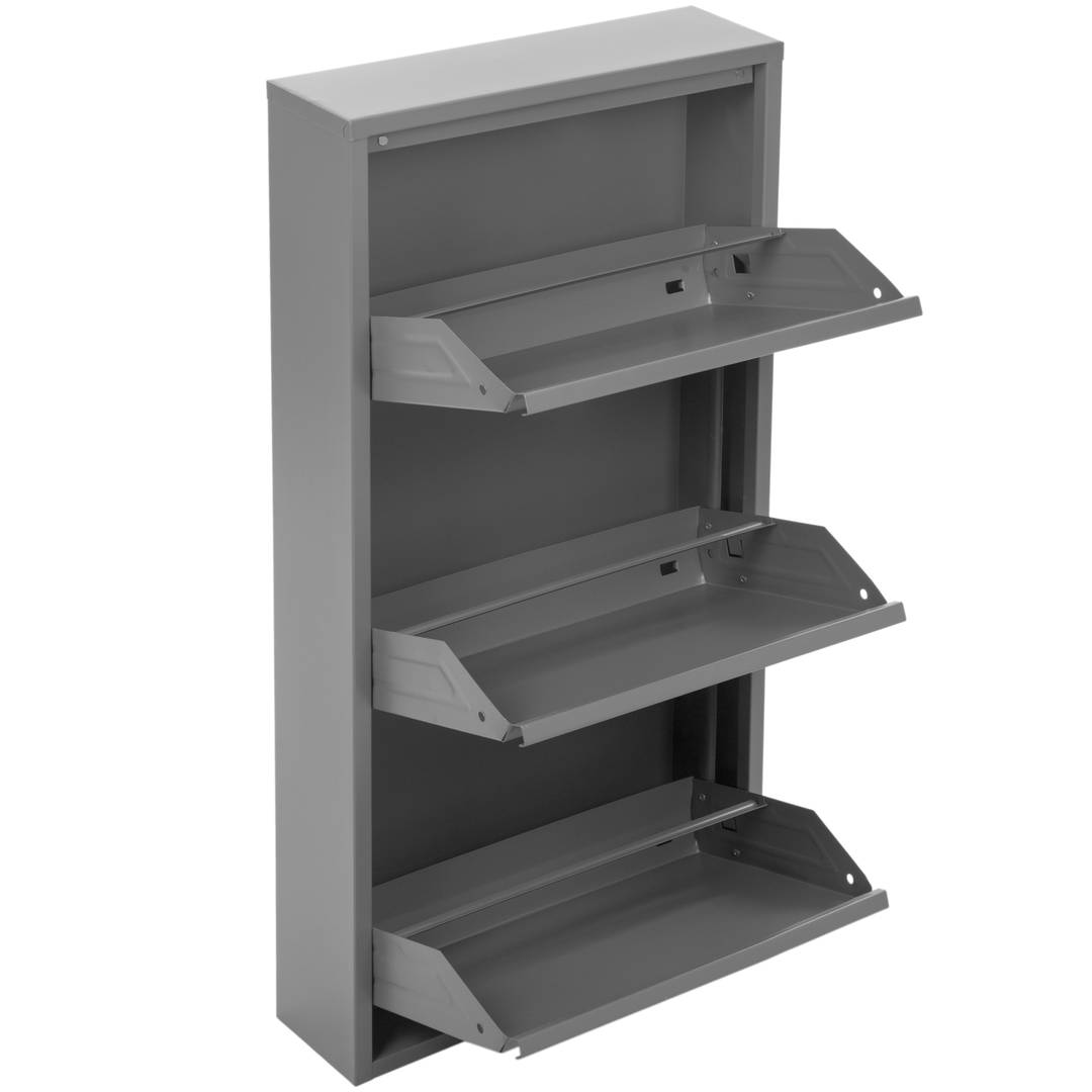 Metallic shoe rack with 3 dark gray compartments - Cablematic