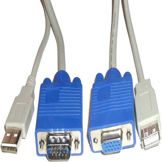 Cable VGA/USB 1.8m (USB-AM/HD15H + HD15M + USB-AH)