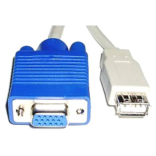 Cable VGA/USB 1.8m (USB-AM/HD15H + HD15M + USB-AH)