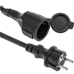 Extensor de cabo elétrico schuko macho para fêmea 2 m preto IP44