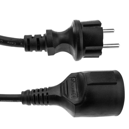 Prolongador de cable eléctrico schuko macho a hembra de 3 m negro IP44 -  Cablematic