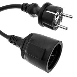 Extensor de cabo elétrico schuko macho para fêmea 15 m preto IP44