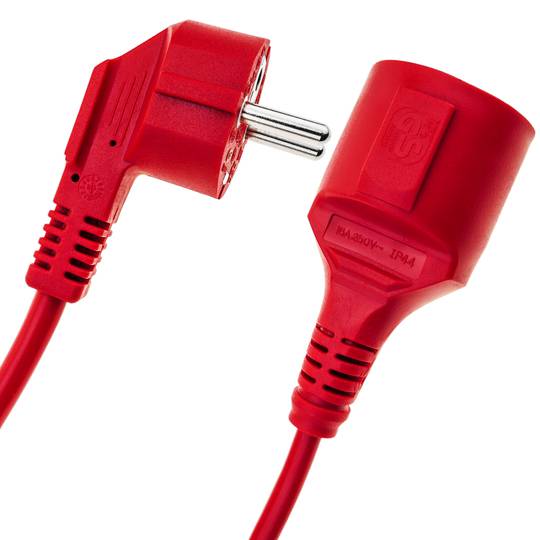 Netzkabel Elektrokabel Extender Schuko männlich zu weiblich 2 m rot