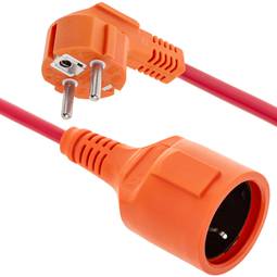 Extensor de cabo elétrico schuko macho para fêmea 3 m vermelho