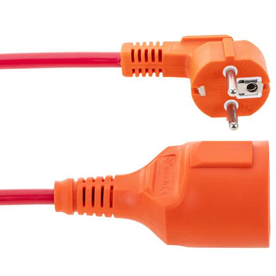 Netzkabel Elektrokabel Extender Schuko männlich zu weiblich 3 m rot