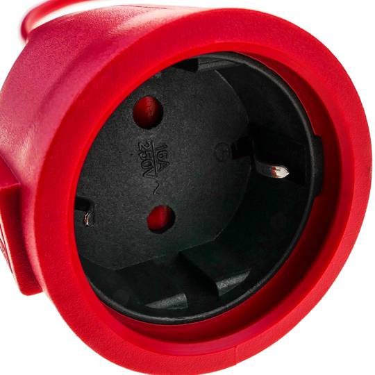 Extensor de cabo elétrico schuko macho para fêmea 5 m vermelho