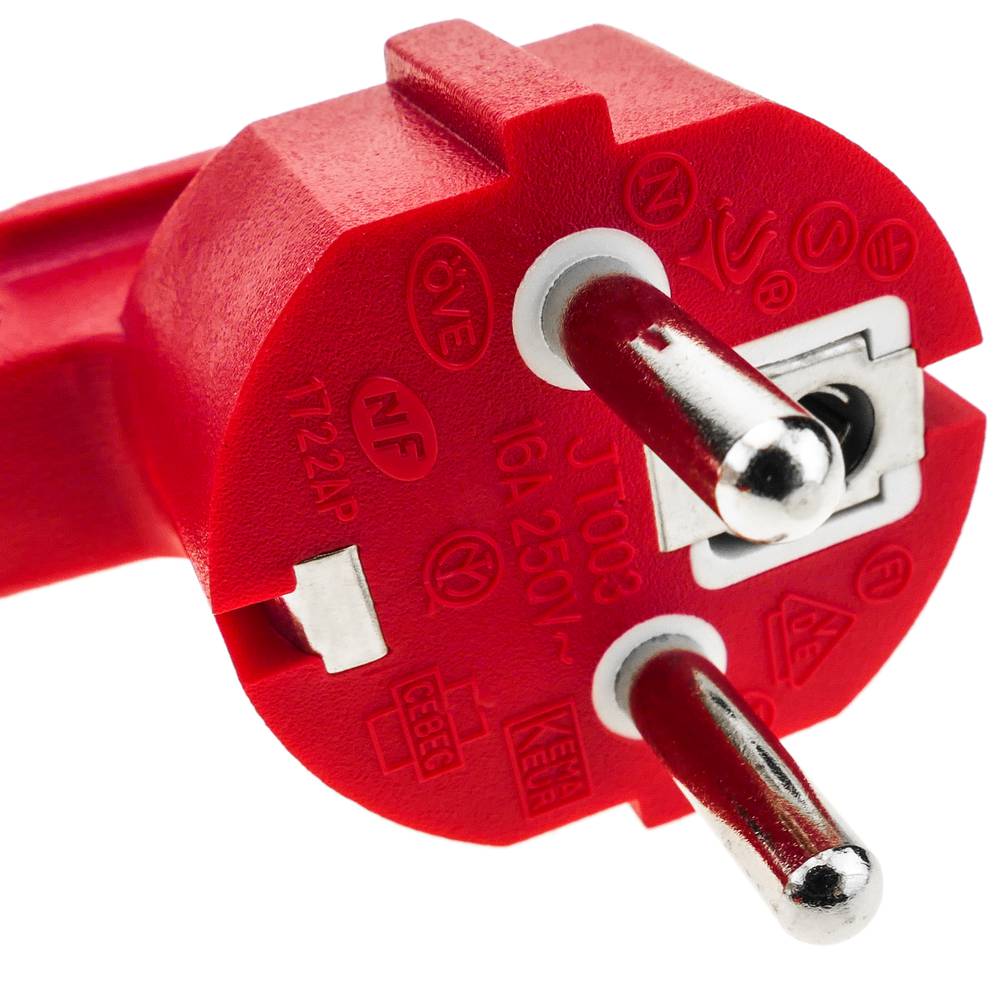 Extensor de cabo elétrico schuko macho para fêmea 5 m vermelho
