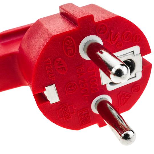 Extensor de cabo elétrico schuko macho para fêmea 5 m vermelho
