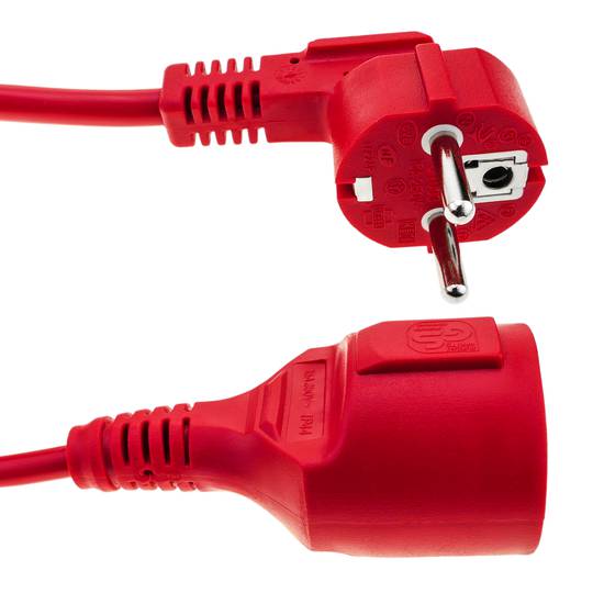Netzkabel Elektrokabel Extender Schuko männlich zu weiblich 10 m rot